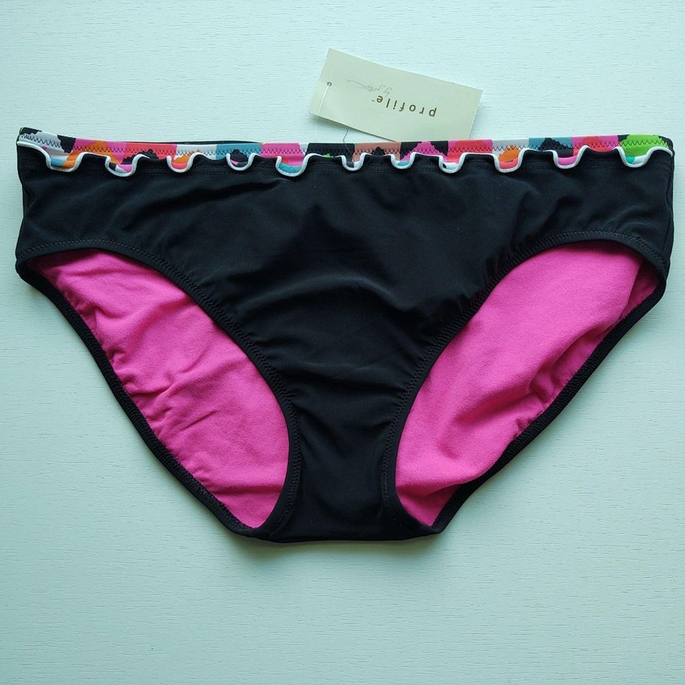 NEW Profile by Gottex Black w/ multi ruffle bikini